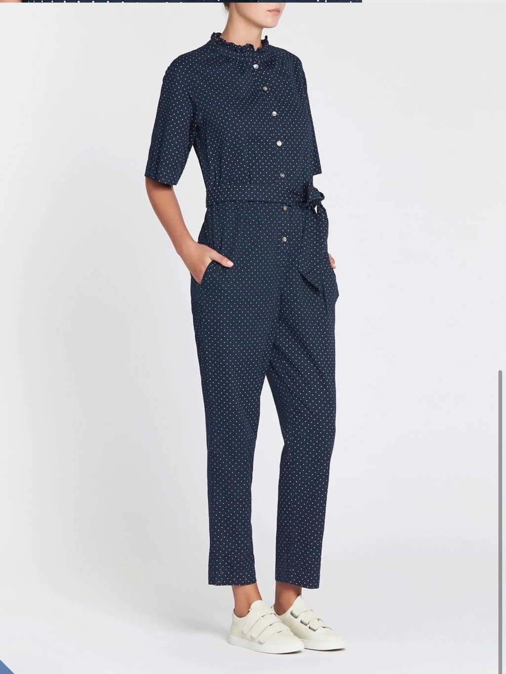 $347 Rebecca Taylor La Vie Navy Jumpsuit With Tie Waist
